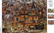 Buffalo Games Charles Wysocki 1000 Piece Puzzles, Trick or Treat Hotel | Full-Color Reference Poster, Made in USA, Sturdy Interlocking Pieces, Halloween Puzzle, 26.75 x 19.75 in, For Adults