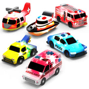 Tub Works® Emergency™ Cars Light Up Bath Toys, 6 Pack | Water-Activated Light Up Toys Flash & Change Colour | Soft, Squeezable Baby & Toddler Bath Toys | Sensory Toys with Bath Lights for Kids Bath