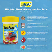 TetraBetta PLUS Floating Mini Pellets, Fish Food With Natural Color Enhancer, 1.2 ounces