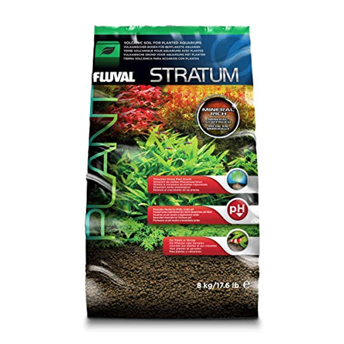 Fluval 12695 Plant and Shrimp Stratum for Freshwater Fish Tanks, 17.6 lbs. | Aquarium Substrate for Strong Plant Growth, Supports Neutral to Slightly Acidic pH