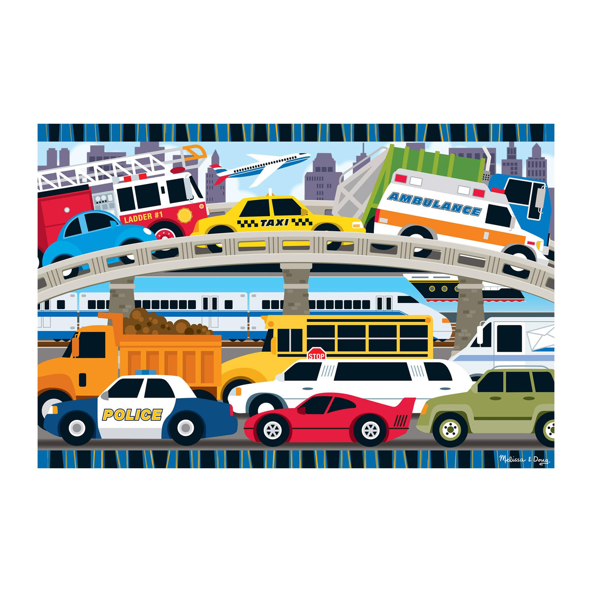 Melissa & Doug Traffic Jam Jumbo Floor Puzzle 24-Piece Set