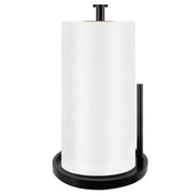 Paper Towel Holder Countertop, Standing Paper Roll Holder with Anti Slip Weighted Base, Stainless Steel Freestanding Paper Towel Holder for Kitchen, Black