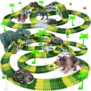 Dinosaur Toys, Create A Dinosaur World Road Race, Dinosaur Track Toys | Flexible Track Playset, 2 pcs Cool Dinosaur Car, Dinosaur Race Car Track for 3 4 5 6 Year & Up Old Boy Girls Best Gift