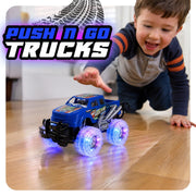 ArtCreativity Light Up Monster Truck Toys for Toddler Boys, Toy Cars Gift | Push and Go Friction Powered Cars, 2-Pack, Toddler Boys Age 2-4, Kids Ages 4-8, Birthday Gift, Batteries Included