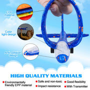 LJZJ 3pk LED Foam Plane Launcher, 2 Modes Outdoor Toy Gift Boys Girls 3+ | Foam glider features ejection & hand‑throwing 2 modes. LED lights deliver fun‑filled nighttime flying experience for kids
