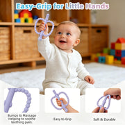 Fu Store Hollow Teether Tube Apple Shape Baby Teething Toy for Babies 0-36M | Baby Teether Toys Chew Straw Sensory Toys for Babies 0-6 0-12 Months Infant Toddlers Silicone Tubes Relief Soothing Gums Gift