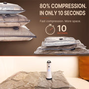 Vacbird Travel Vacuum Bags with Rechargeable Pump, Carry-On Space Saver | See Contents Easily with Transparent Bags, 1500mAh Pump Compresses 90+ Bags, Carry-On Size for Easy Travel Packing