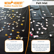 The Original Newverest Jigsaw Puzzle Mat Roll Up, Saver Pad 46” x 26” Portable Keeper Up to 1500 Pieces with Non-Slip Rubber Bottom & Smooth Top + 3 Puzzle Sorting Trays & Travel-Friendly Storage Bag