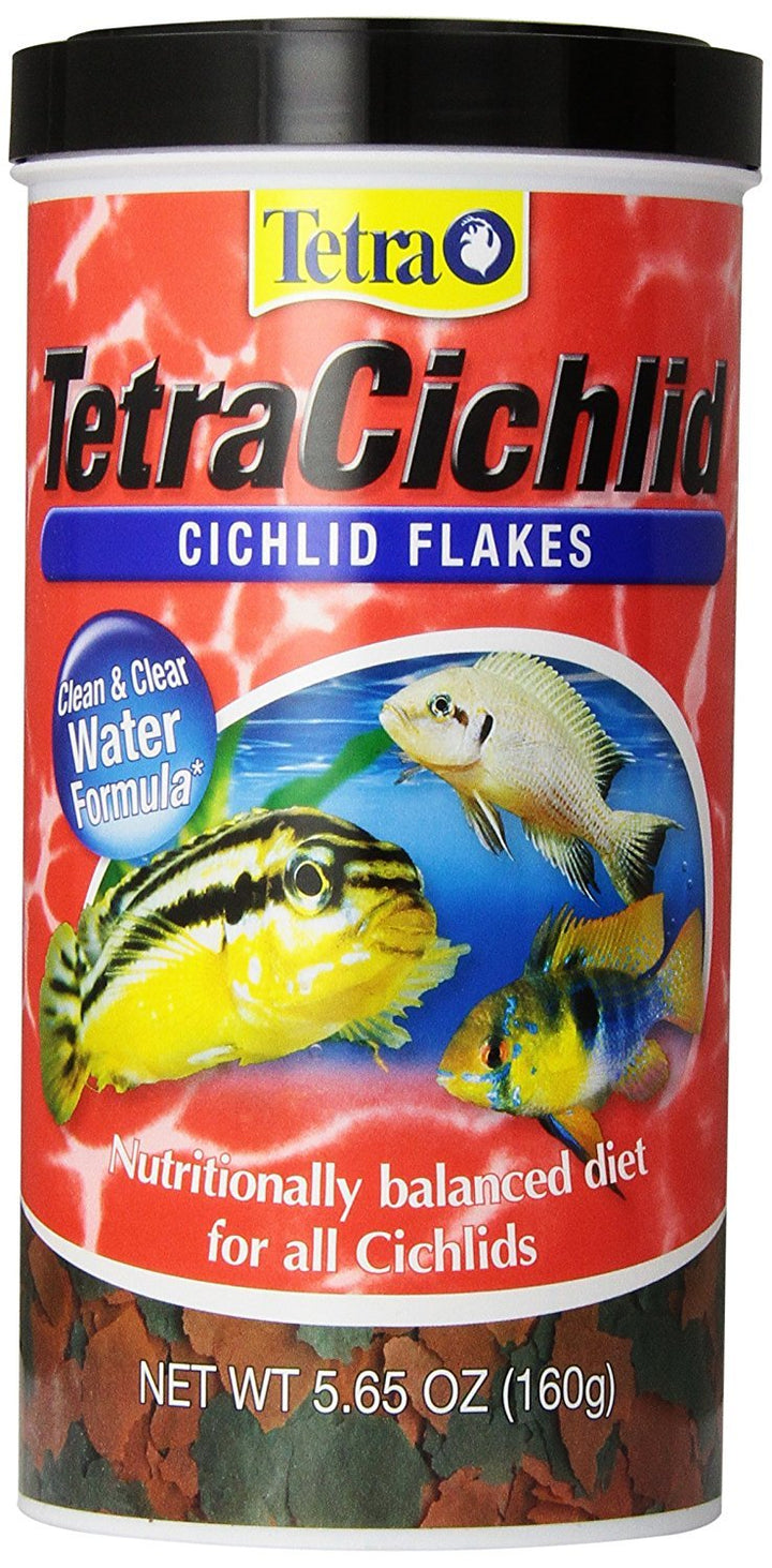 Tetra Tetra Cichlid Large Flake Food 5.65oz | Daily Diet For Top & Mid-Water Cichlids, Protein-Rich Flakes Promote Optimal Health, Clear Water Formula Does Not Cloud Water