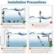 HITOP 50W Adjustable Aquarium Heater, Submersible Fish Tank Heater Thermostat with Suction Cups for 6-15Gal