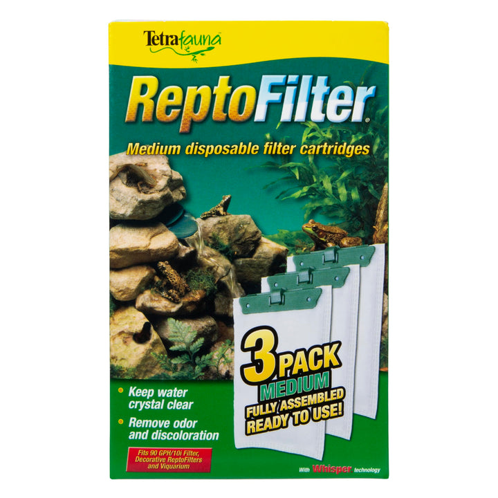 Tetra ReptoFilter Medium Filter Cartridges for Terrariums, 3 Count | For TetraFauna ReptoFilter 20 gal, Viquarium & Decorative ReptoFilter, Removea Debris, Waste & Odors, Replace Every 4 Weeks