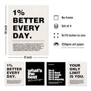 DSHFG Motivational Inspirational Office Wall Art Decor Prints Set of 4 | Black Office Motivational Wall Decor Trendy Retro Positive Affirmations Quotes Wall Decor Gym Posters, 8x10 Unframed