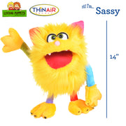 Living Puppets - Sassy the 14-Inch Yellow Friendly Monster, Plush Hand Puppet for Boys and Girls