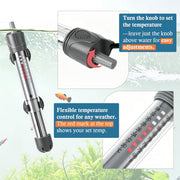 HITOP 50W Adjustable Aquarium Heater, Submersible Fish Tank Heater Thermostat with Suction Cups for 6-15Gal
