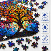 Amzgo® 1000 Pieces Stained Glass Jigsaw Puzzle, Beautiful Tree of Life Art Puzzles for Adults, Unique Fun Impossible Hard Difficult Challenging Pretty Puzzles, Colorful Mosaic Nature Puzzle