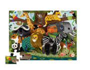 Crocodile Creek 36-Piece Jigsaw Floor Puzzle - Fun Floor Puzzles for Kids Ages 3-5 - Heavy-Duty Shaped Box for Storage - Jungle Friends - 24" W x 18" H Finished