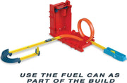Hot Wheels Track Builder Unlimited Fuel Can Stunt Box Playset & Car | Portable Track Set in a Container that Looks like a Gas Can, 14 Component Parts & 1:64 Scale Toy Vehicle​​