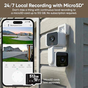 WYZE Duo Cam Pan Indoor/Outdoor IP65 2K 360° Pan/Tilt Smart Home Security Camera with Color Night Vision, Compatible with Alexa & Google Assistant, White