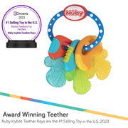 Nuby Ice Gel Teether Keys for Babies, Soft Teething Toy, Blue, 3M+ | Cooling Teethers for Infants, Easy-Hold Textured Teething Toy, Textured for Teething