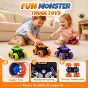 ANAOER 4 Pack Monster Trucks Toys for Boys 2 3 4 5 6 7 Year Old, Friction Powered Pull Back Car Toys for Toddlers Kids Ages 3-5 2-4 4-7, Best Birthday Christmas Party Gift for Boys and Toddlers