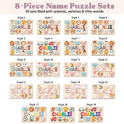 Personalized Name Puzzle for Toddlers 1-3 | Custom Wooden Baby Girl Gift with 48 Animal Art Sets | 1st Birthday Gift for Girls | Personalized Baby Boy & Girl Gifts Keepsake