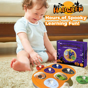 Halloween Pumpkin Wooden Peg Puzzle for Toddlers Montessori Toy for Age 1-3