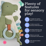Itzy Ritzy Bitzy Crinkle Sensory Toy with Teething Toy, 0+ Months, Dinosaur