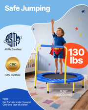 VEVOR 36"/55"/60" Trampoline for Kids with Enclosure Net & Safety Pad Adjustable Gymnastics Bar & Toys with ASTM CPC Certified Indoor/Outdoor Trampoline for Kids Age 3-12 + Birthday Gift