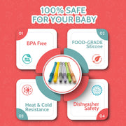 Bebecan Teething Sticks for Babies 36+ Months – Super Soft Silicone Teething Aids, Infant Oral Soothing Relief Back Molars, Multicolor 6-Pack