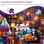 Chalzidar Halloween Ghosts Jigsaw Puzzles for Adults 1000 Pieces | Halloween Puzzle 1:1 HD Reference Poster，ABCD Letter Markings on Back,Matte Oil,High Bite Force