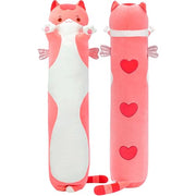 Mewaii Kids Body Pillow Pink Long Cat Plush 20 in, Extra Filling Soft Cute