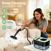 Steam Cleaner, Portable Steamer for Cleaning with 16pcs Accessories, 6-Level Adjustable and 15s Heat-Up, Handheld Steam Cleaner for Home, Tile, Dirt, Grout, Grease, Car Detailing, Dark Green
