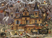 Buffalo Games Charles Wysocki 1000 Piece Puzzles, Trick or Treat Hotel | Full-Color Reference Poster, Made in USA, Sturdy Interlocking Pieces, Halloween Puzzle, 26.75 x 19.75 in, For Adults