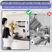 Black Paper Towel Holder, Self Adhesive Paper Towel Holder Under Cabinet | Stainless Steel, kitchen, Bathroom, Sink, Pantry, Fridge, durable, scratch-resistant, cling film, foil rolls, Drilling