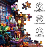 Chalzidar Halloween Ghosts Jigsaw Puzzles for Adults 1000 Pieces | Halloween Puzzle 1:1 HD Reference Poster，ABCD Letter Markings on Back,Matte Oil,High Bite Force