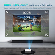 NISOO Mini Projector with WiFi and Bluetooth, 1080P Outdoor Movie Projector | 2-way Bluetooth Speaker, WiFi6, 1080P home theater, Compatible with Phone/PC/TV Stick/Roku/PS/DVD/HDMI/USB, Timer shutdown