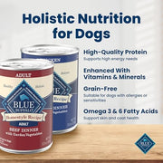 Blue Buffalo Homestyle Recipe Variety Pack Wet Dog Food, 12.5 oz, 6 ct | Chicken & Beef Dinner (3 of Each), No Chicken By-Product, Corn, Wheat, or Soy