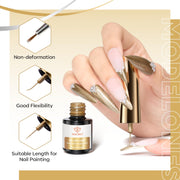 modelones Chrome Liner Gel Nail Polish Gold Silver Built-in Fine Brush | Metallic Nail Art Gel French Tip Mirror Effect No Powder Needed Paint Draw Swirl Design Long Lasting DIY U V Manicure Stuff