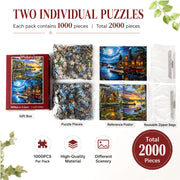 Pixlora Puzzles for Adults 1000 Pieces, 2 Pack Unique 1000 Piece Lake and Night View Jigsaw Puzzles, Premium Scenic Landscape Puzzles & Nature Theme for Challenging Game Night