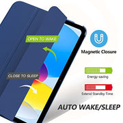 MoKo for iPad (A16) 11th Generation Case, iPad 10th Gen Case, Navy Blue | For iPad 11/10.9 Inch Case 2025/2022, Slim Stand Hard PC Translucent Back Shell Smart Cover,Support Touch ID,Auto Wake/Sleep