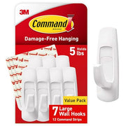 Command Large Utility Hooks, 7-Hooks, 12-Strips, Organize Damage-Free | Damage-Free Hanging Wall Hooks with Adhesive Strips, No Tools Adhesive Hooks for Hanging Decor, Holds up to 5 lb