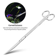 Ohtomber 4PCS Aquascape Tool Aquarium Kit with Tweezers Scissors Scraper | Rustproof Stianless Steel, Long Handle, For Trimming Scraping Reptile Feeding, Fit Aquariums Terrariums, Tank Maintenance Set