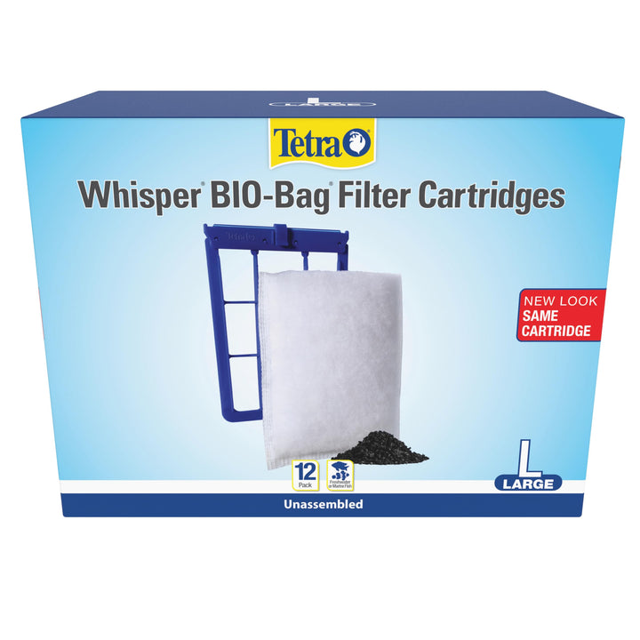 Tetra Whisper Bio-Bag Large Filter Cartridges for Aquariums, 12 Count | Unassembled, Fits Tetra Whisper Fish Tank Filters 10-30 Gal, 20-40 Gal, PF-20, 30, 40, 60, IQ 20, 30, 45, 60, Replace Monthly