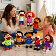 Fun Express Hand Puppets for Kids, 8 Multicultural, 14 Inch | Plush with Movable Mouths, Speech Therapy, Social Emotional Learning, Dramatic Play