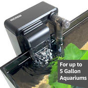 NICREW Slim Aquarium Filter for up to 5 Gallon Fish Tank, 42 GPH, 3W | Waterfall Outlet Design, Quiet Adjustable Flow, 15 PPI Fish & Shrimp-Safe Pre-Filter Sponge, Auto Restart System, Slim Design