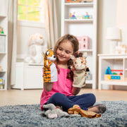 Melissa & Doug Zoo Friends Soft Plush Hand Puppets 4-Piece Glove Set | 4 Plush Hand Puppets, Elephant, Giraffe, Tiger, Monkey, Washable Puppet Gloves, Pretend Play, Toddler Toys for Kids, Ages 2+