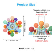 Baby Montessori Sensory Teething Toy 0-6 6-12 Months, Teether Ball & Rattle | 12 Textured Silicone Teething Ball, BPA Free, Easy to Hold, Infant Developmental Toys for 3 6 9 12 Months, Newborn Gifts