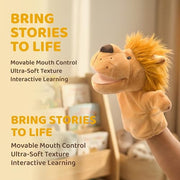 LOMTRATS Animal Hand Puppets for Kids,Toddler Includes Wolf Tiger Lion Monkey So on Movable Open Mouths, Perfect for Storytelling,Teaching,Preschool,Birthday Gifts