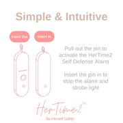 HerTime2 Personal Safety Alarm for Women - Loud Self Defense Siren, Waterproof Keychain with Strobe Light - Battery Powered, Rose Gold