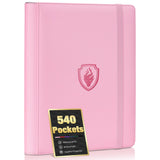 Premium 9 Pocket Card Binder for 540 Card, Fabmaker PU Trading Card Binder | Sturdy Card Collection Album, Side-Loading, Sleek Card Holder Folders for Game Cards & Sports Cards, Pink